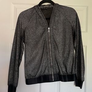 Express sparkle cropped bomber style jacket